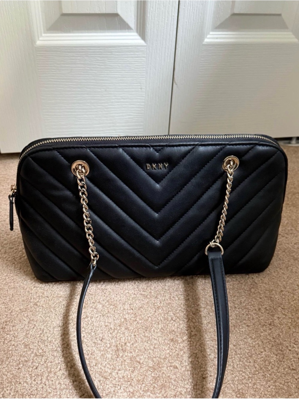 DKNY Black Shoulder Bag with Gold Chain